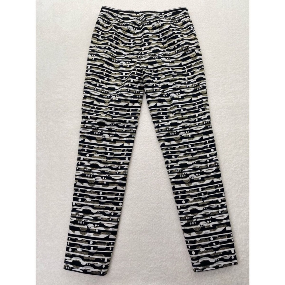 J. McLaughlin Sydney Slim Fit Pants Side Zip Gold Black holiday career sparkle 2